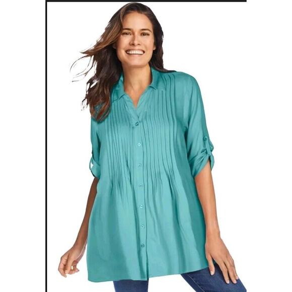 Woman Within Button Up Knit Tunic Top 18/20 - Picture 1 of 13